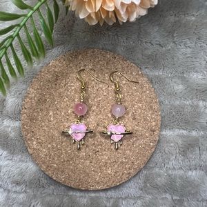 Pink Heart Planet Earrings